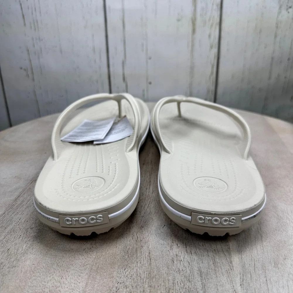 Crocs Crocband Flip Stucco White Unisex Mens 10 Womens 12 Sandals 11033-171 NEW
